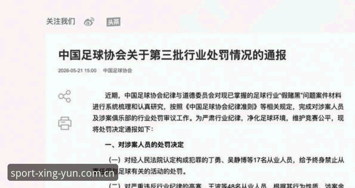 杏运体育最新版本安装教程 足协第三批禁足名单最新动态:17人终身禁足,48人遭行业重罚